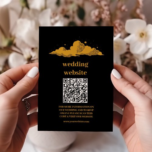 Mystical Black Gold Celestial Stars Wedding  Enclosure Card