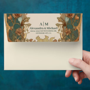 Mystical Black Gold Celestial Stars Wedding  Envelope