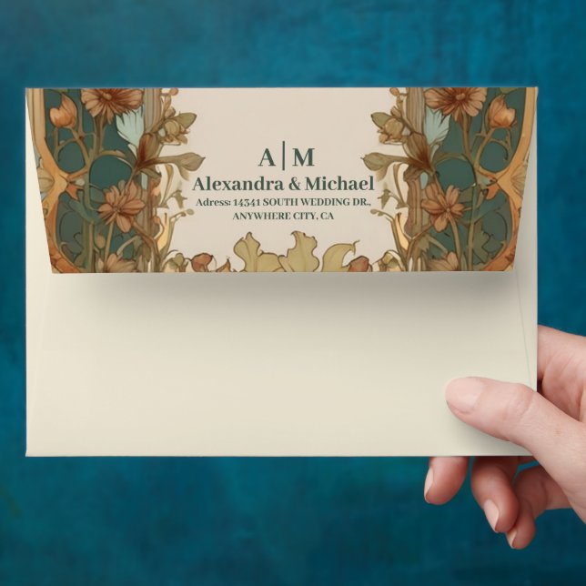 Mystical Black Gold Celestial Stars Wedding  Envelope (Hand)