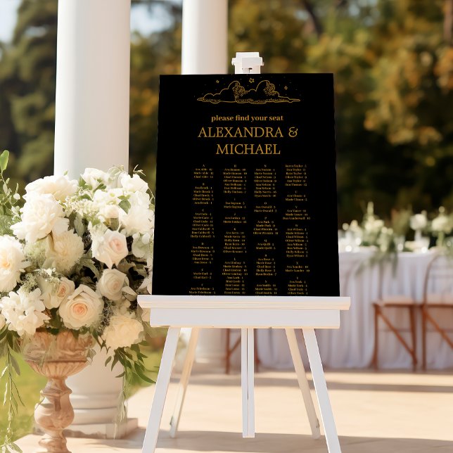 Mystical Black Gold Celestial Stars Wedding  Foam Board (Creator Uploaded)