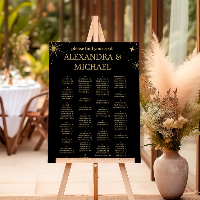 Mystical Black Gold Celestial Stars Wedding  Foam Board (Creator Uploaded)