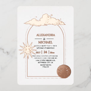 Mystical Black Gold Celestial Stars Wedding Foil I Foil Invitation