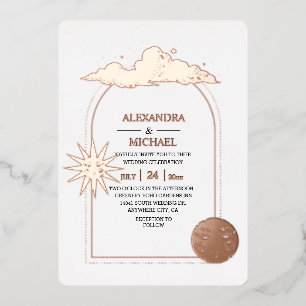 Mystical Black Gold Celestial Stars Wedding Foil I Invitation