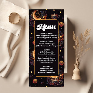 Mystical Black Gold Celestial Stars Wedding Menu