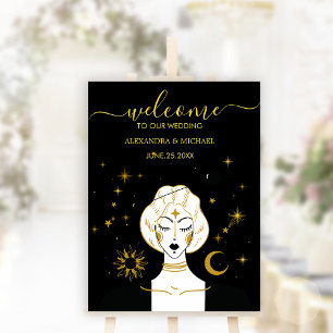 Mystical Black Gold Celestial Sun Wedding Foam Boa Board
