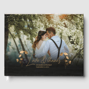 Mystical Black Gold Celestial Wedding  Guest Book