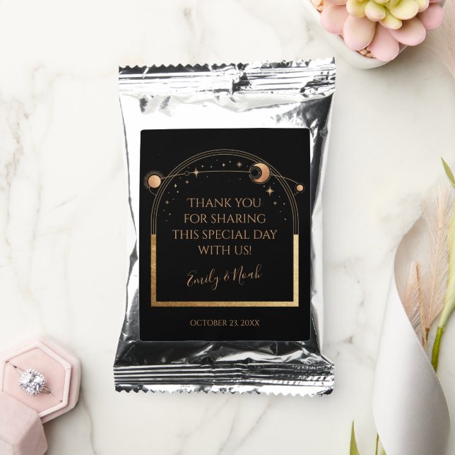 Mystical Black Gold Sun Moon Astronomy Wedding Coffee Drink Mix (Wedding)