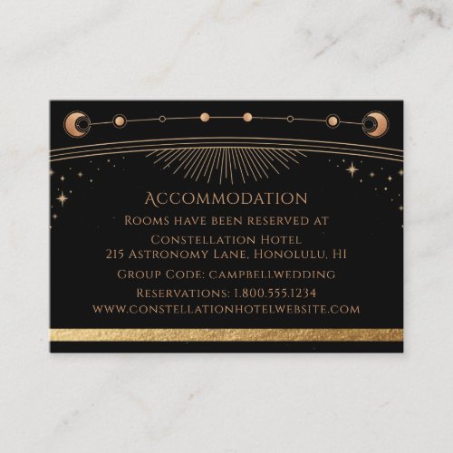 Mystical Black Gold Sun Moon Stars Accommodation E Enclosure Card