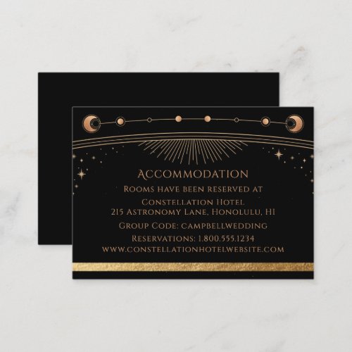 Mystical Black Gold Sun Moon Stars Accommodation E Enclosure Card