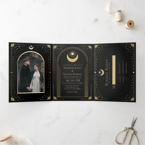 Mystical Black Gold Tarot Card Arch Wedding