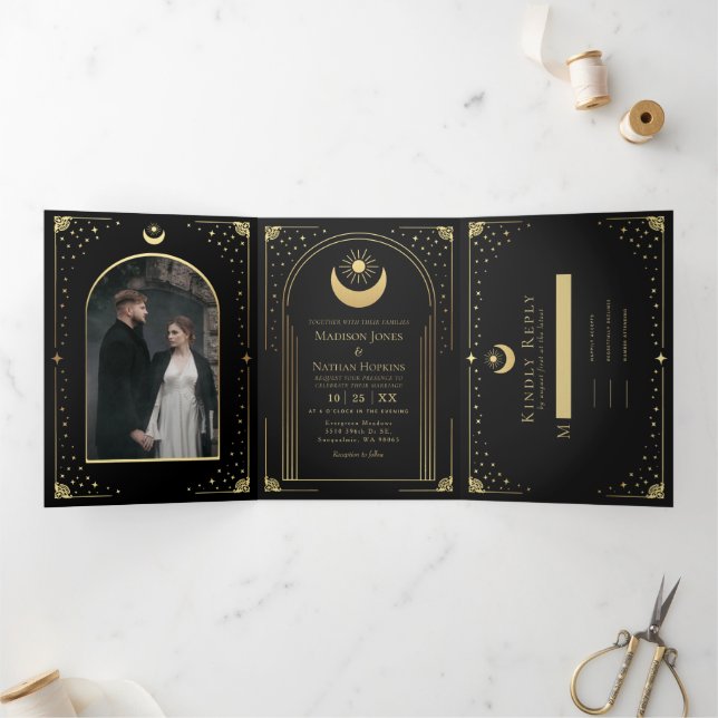 Mystical Black Gold Tarot Card Arch Wedding (Inside)
