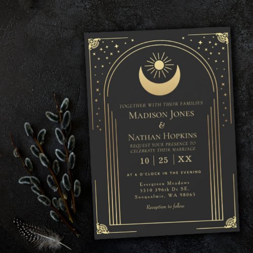 Mystical Black Gold Tarot Card Wedding 