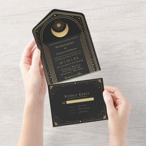 Mystical Black Gold Tarot Card Wedding
