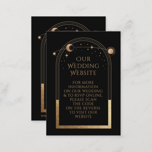 Mystical Black Gold Wedding Website RSVP QR Code Enclosure Card