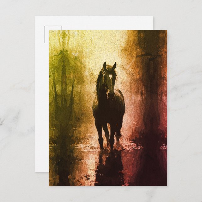 Mystical Black Horse – Dark Fantasy Equestrian Postcard (Front/Back)