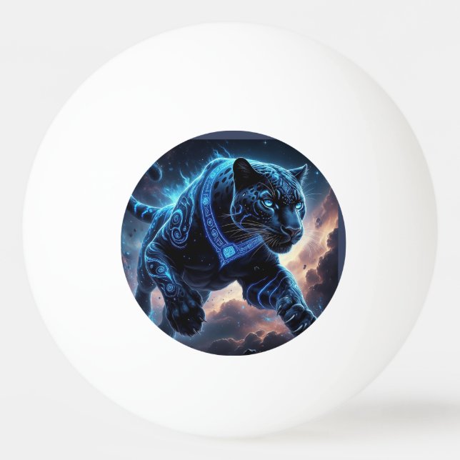 Mystical Black Panther with Glowing Patterns Ping Pong Ball (Front)