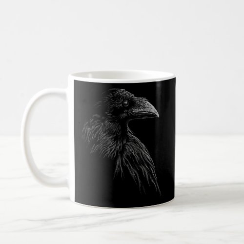 Mystical Black Raven Illustration Goth Viking Crow Coffee Mug