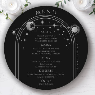 Mystical Black Silver Sun Moon Space Wedding Menu