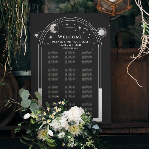 Mystical Black Silver Sun Moon Stars Wedding Foam Board