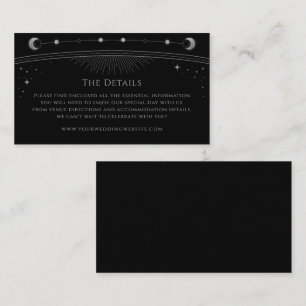 Mystical Black Silver Wedding Details Celestial Enclosure Card