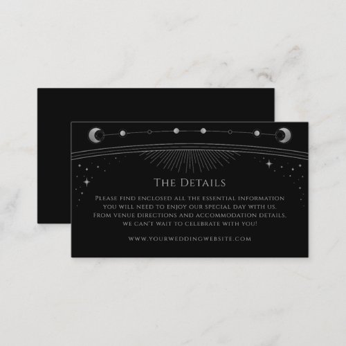 Mystical Black Silver Wedding Details Celestial Enclosure Card