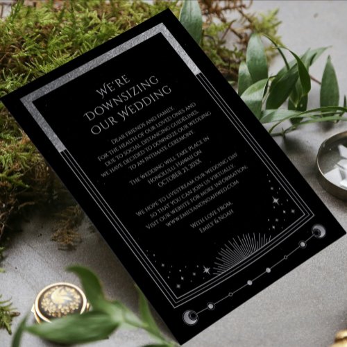 Mystical Black Silver Were Downsizing Our Wedding Holiday Card