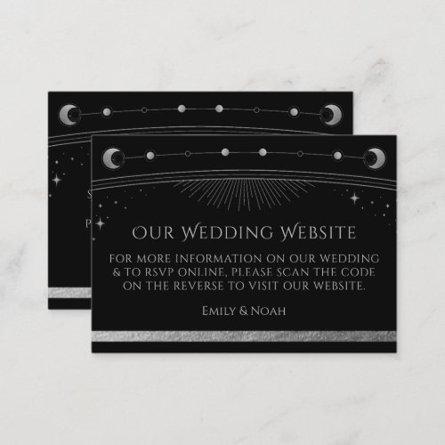 Mystical Black Wedding Website RSVP QR Code Enclosure Card
