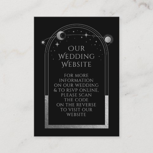 Mystical Black Wedding Website RSVP QR Code  Enclosure Card