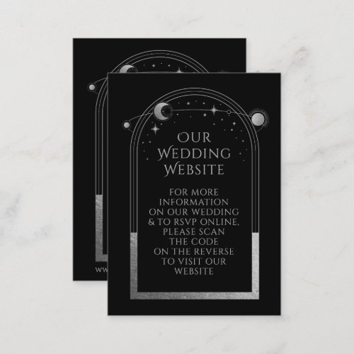 Mystical Black Wedding Website RSVP QR Code  Enclosure Card