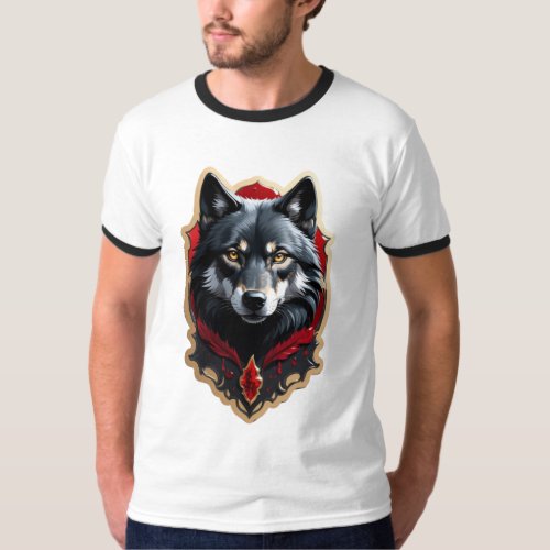 Mystical Black Wolf Sticker Style Design Full HD T_Shirt