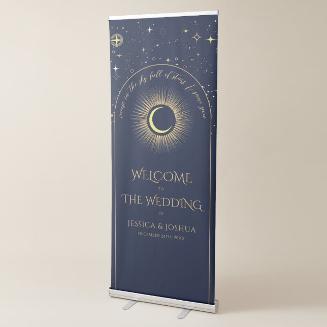 Mystical Blue Arch Midnight Blue Wedding Retractable Banner (3/4)