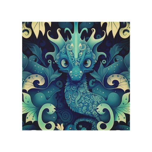 Mystical Blue Dragon Art  Creature Print
