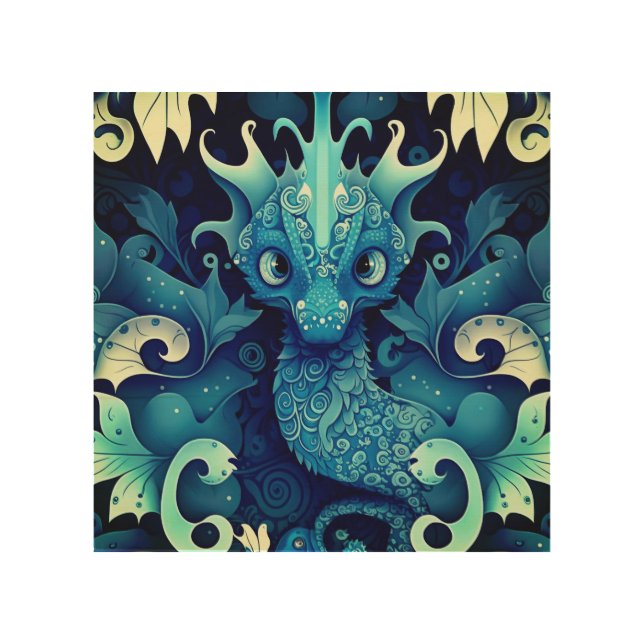 Mystical Blue Dragon Art | Creature Print (Front)