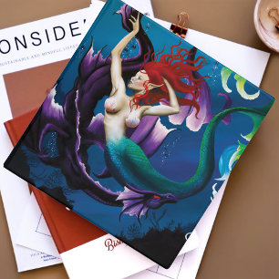 Mystical Blue Fantasy Mermaid Purple Water Dragon 3 Ring Binder