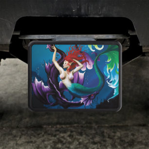 Mystical Blue Fantasy Mermaid Purple Water Dragon Hitch Cover