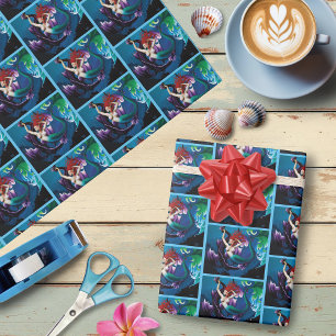 Mystical Blue Fantasy Mermaid Purple Water Dragon Wrapping Paper