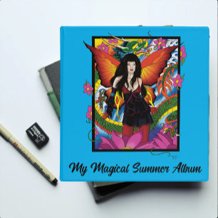 Mystical Blue Gothic Fantasy Fairy Dragon 3 Ring Binder