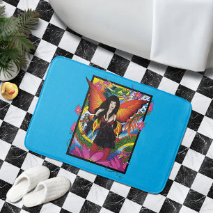 Mystical Blue Gothic Fantasy Fairy Dragon Bath Mat