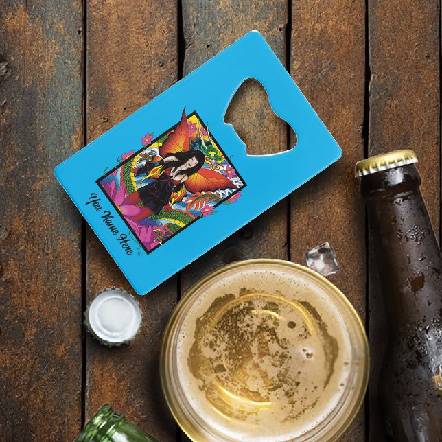 Mystical Blue Gothic Fantasy Fairy Dragon Credit Card Bottle Opener (Creator Uploaded)