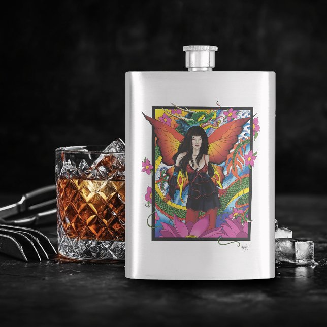 Mystical Blue Gothic Fantasy Fairy Dragon Flask (Creator Uploaded)