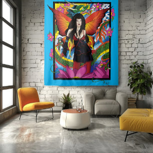 Mystical Blue Gothic Fantasy Fairy Dragon Tapestry