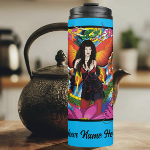 Mystical Blue Gothic Fantasy Fairy Dragon Thermal Tumbler