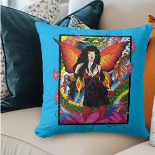 Mystical Blue Gothic Fantasy Fairy Dragon Throw Pillow