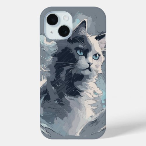 Mystical Blue Kitten  Cute Cat iPhone 15 Case