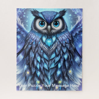 Mystical Blue Owl of Light Jigsaw Puzzle