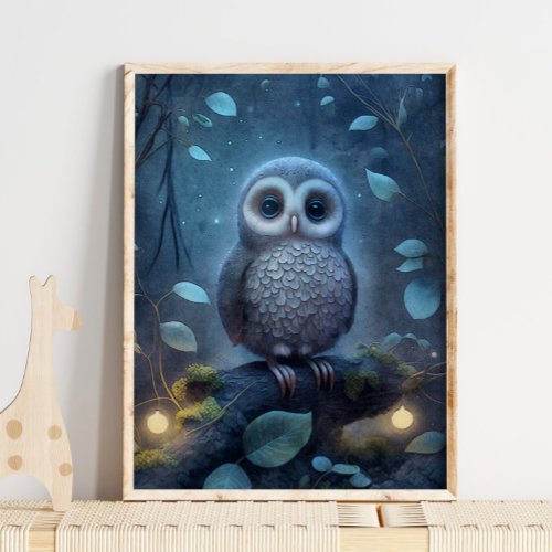 Mystical Blue Owl Print  Owl Print
