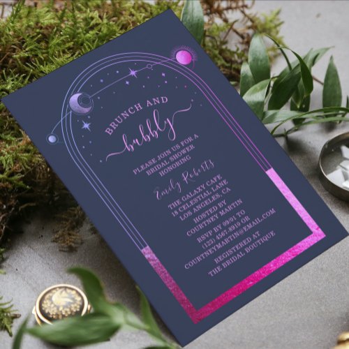 Mystical Blue Purple Celestial Bridal Shower Invitation