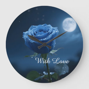 Mystical Blue Rose  Timeless Heirloom Gift Floral Large Clock
