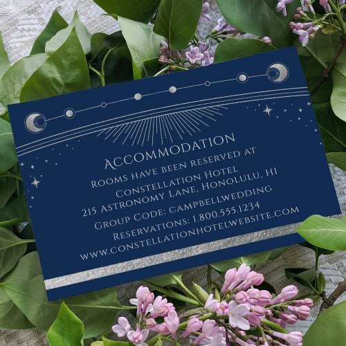 Mystical Blue Silver Sun Moon Stars Accommodation Enclosure Card