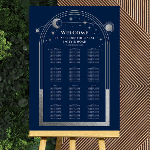 Mystical Blue Silver Sun Moon Stars Wedding Foam Board